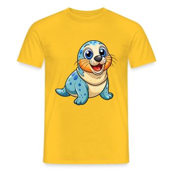 Siegel Niedliche Zeichentrickfigur Kawaii Clipart - Männer T-Shirt - Gelb - Vorne - AI Model Male 178 dark (178cm)