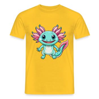 axolotl mignon personnage de dessin animé Kawaii Clipart - T-shirt homme - jaune - Devant - AI Model Male 178 dark (178cm)