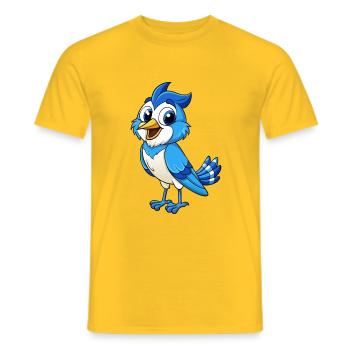 Blue Jay Cute Cartoon Character Kawaii Clipart - Men's T-Shirt - yellow - Front - AI Model Male 178 dark (178cm)