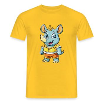 Rhino Cute Cartoon Character Kawaii Clipart - Men's T-Shirt - yellow - Front - AI Model Male 178 dark (178cm)