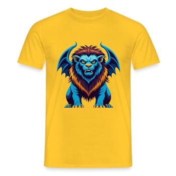 Manticore Coloré Kawaii Dessin Animé Personnage Animal de compagnie - T-shirt homme - jaune - Devant - AI Model Male 178 dark (178cm)