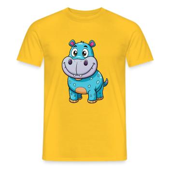 Hippo Cute Cartoon Character Kawaii Clipart - Men's T-Shirt - yellow - Front - AI Model Male 178 dark (178cm)