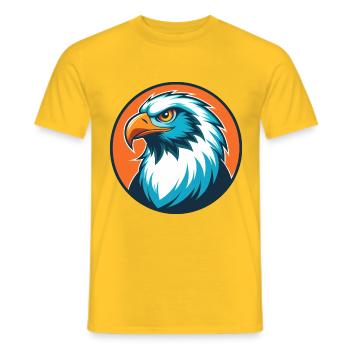 Falcon Cute Kawaii Cartoon Clipart Animal Pet Logo - Men's T-Shirt - yellow - Front - AI Model Male 178 dark (178cm)