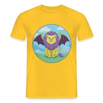Manticore mignon Kawaii dessin animé Clipart Animal de compagnie - T-shirt homme - jaune - Devant - AI Model Male 178 dark (178cm)