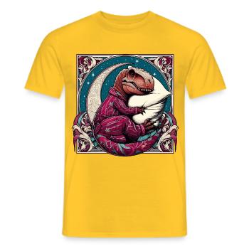T-Rex Sleeping Hobby Cadeau - T-shirt homme - jaune - Devant - AI Model Male 178 dark (178cm)