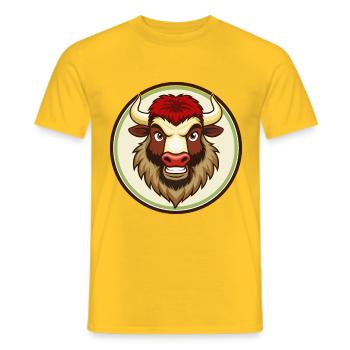 Bison Colorful Kawaii Cartoon Character Clipart - Men's T-Shirt - yellow - Front - AI Model Male 178 dark (178cm)