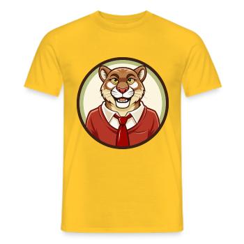 Cougar coloré Kawaii Dessin animé Personnage Clipart - T-shirt homme - jaune - Devant - AI Model Male 178 dark (178cm)