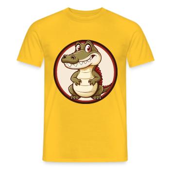 Krokodil Bunt Kawaii Cartoon Charakter Haustier - Männer T-Shirt - Gelb - Vorne - AI Model Male 178 dark (178cm)