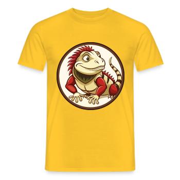 Iguana Colorful Kawaii Cartoon Character Clipart - Men's T-Shirt - yellow - Front - AI Model Male 178 dark (178cm)