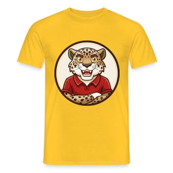 Jaguar Colorful Kawaii Cartoon Character Clipart - Men's T-Shirt - yellow - Front - AI Model Male 178 dark (178cm)