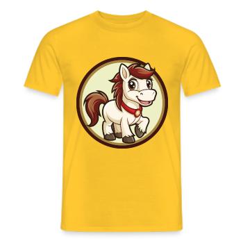 Pony Bunt Kawaii Cartoon Charakter Clipart Haustier - Männer T-Shirt - Gelb - Vorne - AI Model Male 178 dark (178cm)