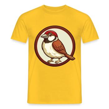 Sparrow Colorful Kawaii Cartoon Character Clipart - Men's T-Shirt - yellow - Front - AI Model Male 178 dark (178cm)