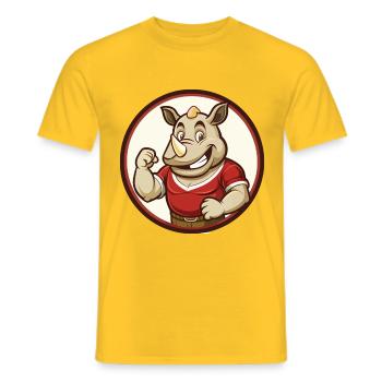 rhinocéros coloré kawaii personnage de dessin animé clipart - T-shirt homme - jaune - Devant - AI Model Male 178 dark (178cm)