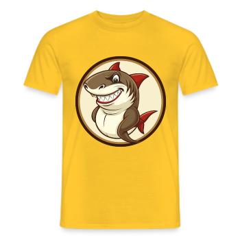 requin coloré kawaii dessin animé personnage clipart - T-shirt homme - jaune - Devant - AI Model Male 178 dark (178cm)