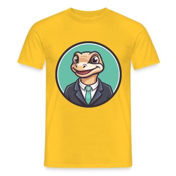Eidechse Kawaii Cartoon Figur Tier Haustier Gesicht - Männer T-Shirt - Gelb - Vorne - AI Model Male 178 dark (178cm)