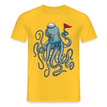 Krake Seemann Seemannsmütze - Männer T-Shirt - Gelb - Vorne - AI Model Male 178 dark (178cm)