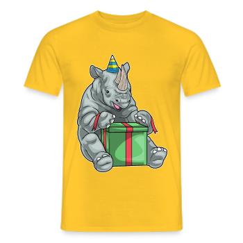 Forfait anniversaire Rhino - T-shirt homme - jaune - Devant - AI Model Male 178 dark (178cm)
