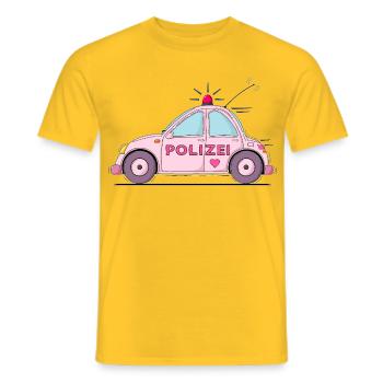 Police Car Pink - Men's T-Shirt - yellow - Front - AI Model Male 178 dark (178cm)