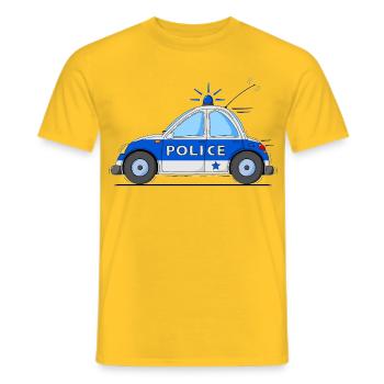 Polizeiauto Police Blau - Männer T-Shirt - Gelb - Vorne - AI Model Male 178 dark (178cm)