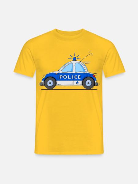 Polizeiauto Police Blau - Männer T-Shirt - Gelb