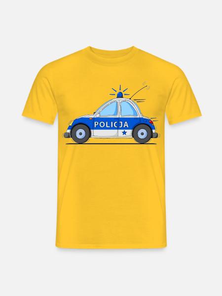 Polizeiauto Policja Blau - Männer T-Shirt - Gelb