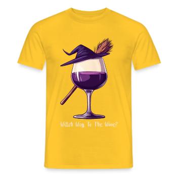 Halloween Hexe Wein Weinglas Weintrinker Geschenk - Männer T-Shirt - Gelb - Vorne - AI Model Male 178 dark (178cm)