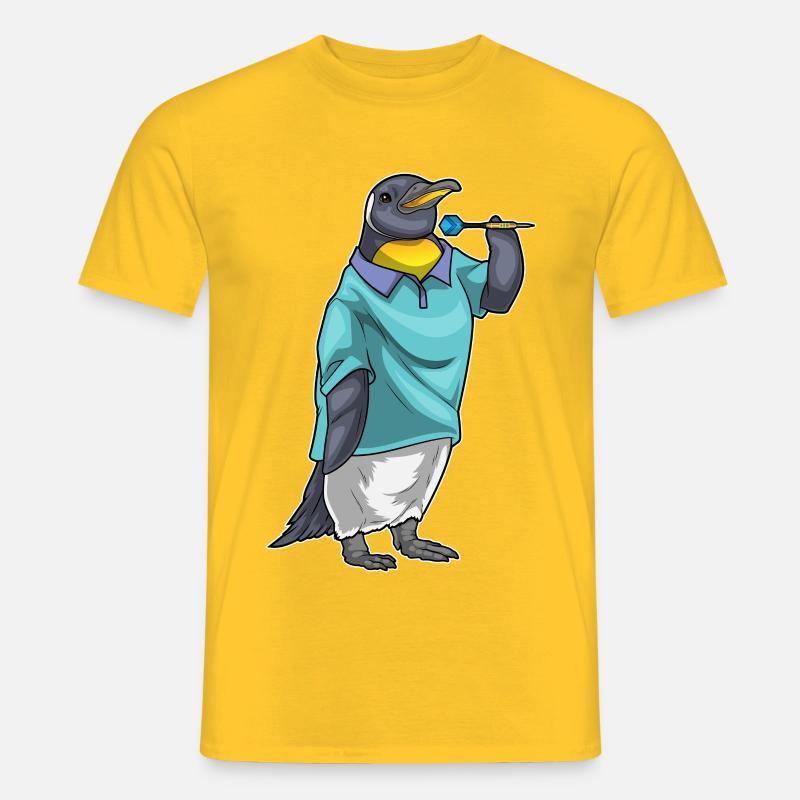 Pinguin Dart Dartpfeil - Männer T-Shirt - Gelb
