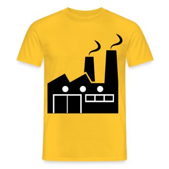 Abstrakte geometrische Linienkunst einer Fabrik - Männer T-Shirt - Gelb - Vorne - AI Model Male 178 dark (178cm)