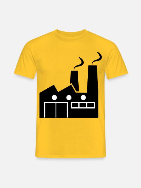 Abstrakte geometrische Linienkunst einer Fabrik - Männer T-Shirt - Gelb