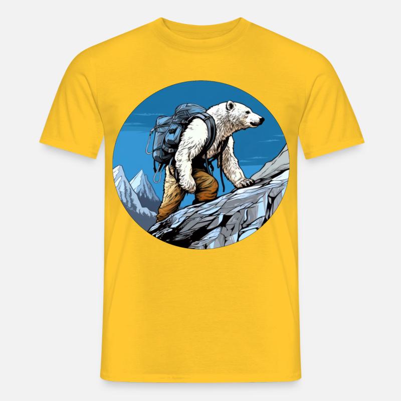Eisbären Wandern / Bergsteiger Eisbär - Männer T-Shirt - Gelb