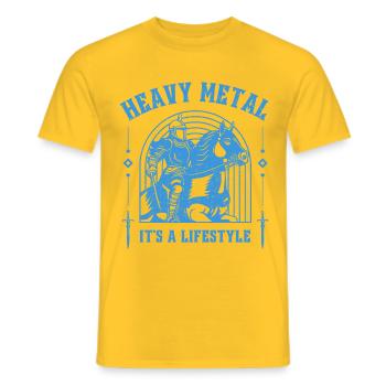 Heavy Metal – Ritter & Pferd lifestyle design - Men's T-Shirt - yellow - Front - AI Model Male 178 dark (178cm)