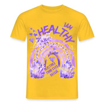 Santé - Je suis en bonne santé avec Rainbow - T-shirt homme - jaune - Devant - AI Model Male 178 dark (178cm)