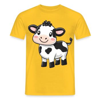 Vache de dessin animé mignonne - Design adorable et fantaisiste - T-shirt homme - jaune - Devant - AI Model Male 178 dark (178cm)