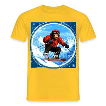 Singe de ski - T-shirt homme - jaune - Devant - AI Model Male 178 dark (178cm)