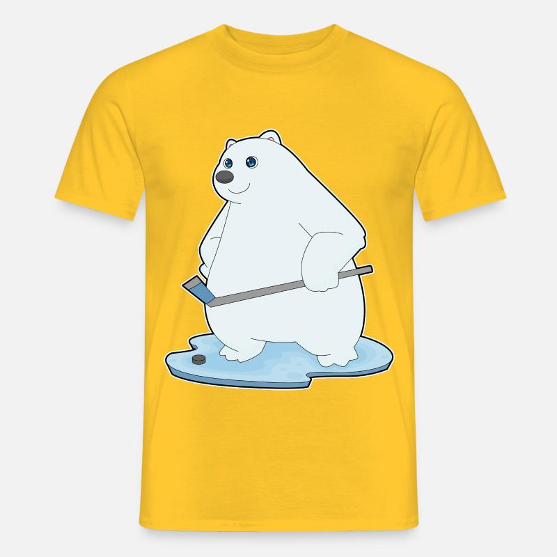 Eisbär Eishockey Eishockeyschläger - Männer T-Shirt - Gelb