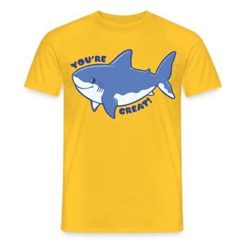 Funny Shark – You're Great - Men's T-Shirt - yellow - Front - AI Model Male 178 dark (178cm)