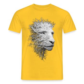 Lioness Roots Surreal Nature Artistic Intricate - Men's T-Shirt - yellow - Front - AI Model Male 178 dark (178cm)