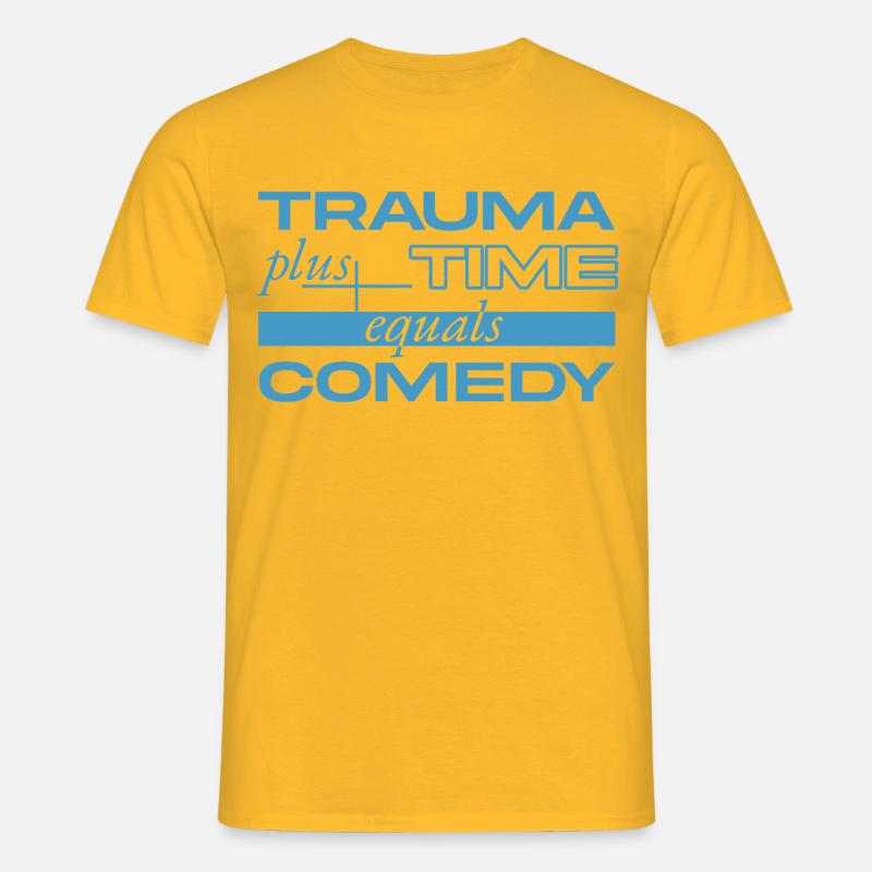 Trauma + Zeit = Comedy - Männer T-Shirt - Gelb