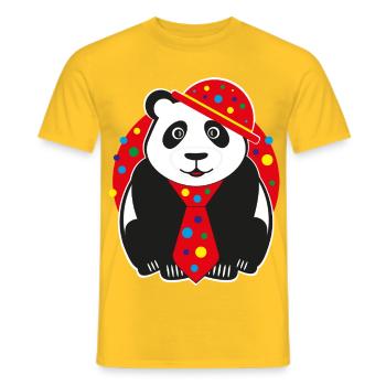 Panda mit lustigen Hut, Krawatte und Konfetti. - Männer T-Shirt - Gelb - Vorne - AI Model Male 178 dark (178cm)