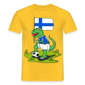 Drapeau de la Finlande Dinosaure Rex Football - T-shirt homme - jaune - Devant - AI Model Male 178 dark (178cm)