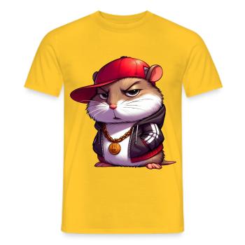 hamster hiphop - T-shirt homme - jaune - Devant - AI Model Male 178 dark (178cm)