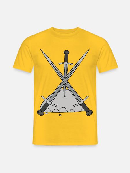 Mittelalter Helden Schwert Stein Märchen - Männer T-Shirt - Gelb