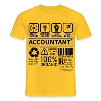 Accountant Multi Tasking Problem Solving Hard Work - Männer T-Shirt - Gelb - Vorne - AI Model Male 178 dark (178cm)