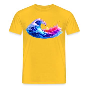 waves - Männer T-Shirt - Gelb - Vorne - AI Model Male 178 dark (178cm)