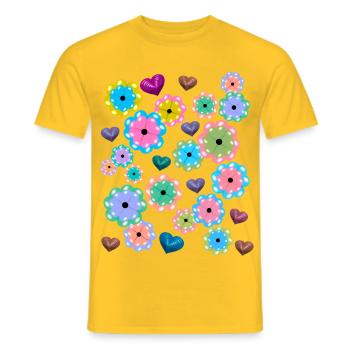 Printemps Début Printemps Fleurs Fleur Coeur Coeurs - T-shirt homme - jaune - Devant - AI Model Male 178 dark (178cm)