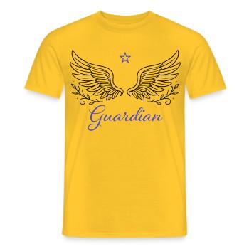Guardian Wings - Spiritual Angel Art - Men's T-Shirt - yellow - Front - AI Model Male 178 dark (178cm)
