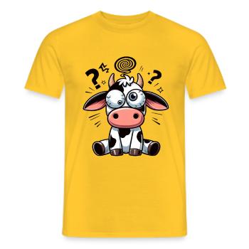Lustige verwirrte Kuh Cartoon Clumsy Kulleraugen - Männer T-Shirt - Gelb - Vorne - AI Model Male 178 dark (178cm)
