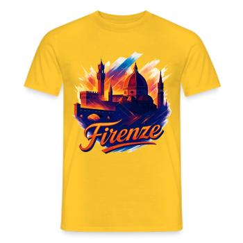 Florenz Firenze Stadt Italien Silhouette Geschenk - Männer T-Shirt - Gelb - Vorne - AI Model Male 178 dark (178cm)