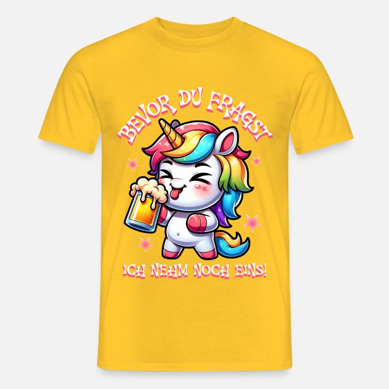 Buntes Einhorn Bier Feier - Männer T-Shirt - Gelb