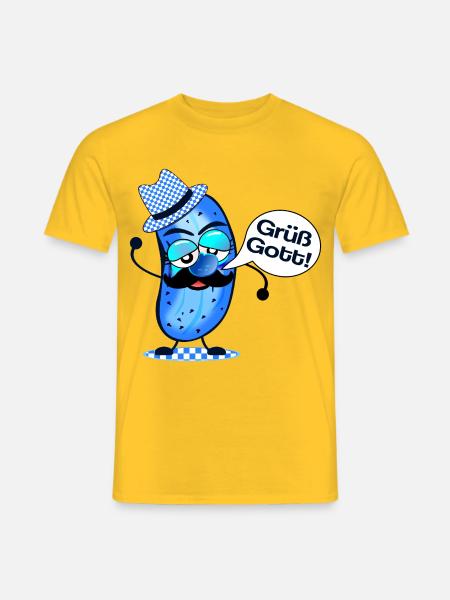 Grüß Gott Gewürzgurke Bayern - Männer T-Shirt - Gelb